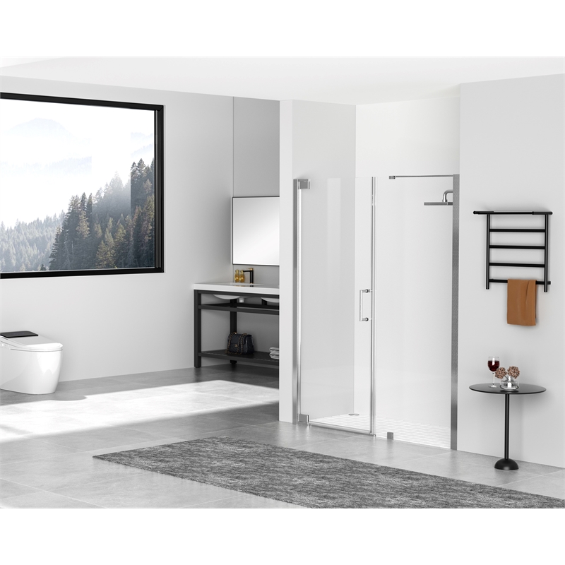 Elegant Kitchen and Bath Carson Semi-frameless Aluminum Shower Door in Nickel