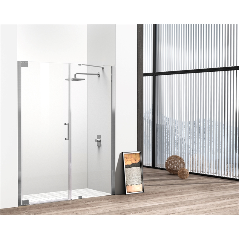 Elegant Kitchen and Bath Carson Semi-frameless Aluminum Shower Door in Nickel