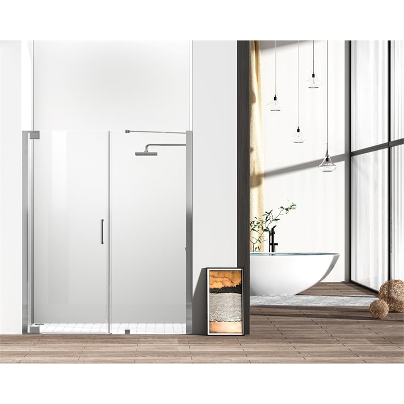 Elegant Kitchen and Bath Carson Semi-frameless Aluminum Shower Door in Nickel