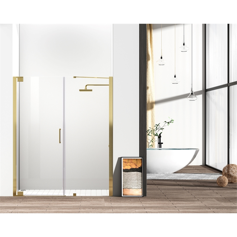 Elegant Kitchen and Bath Carson Semi-frameless Aluminum Shower Door in Gold