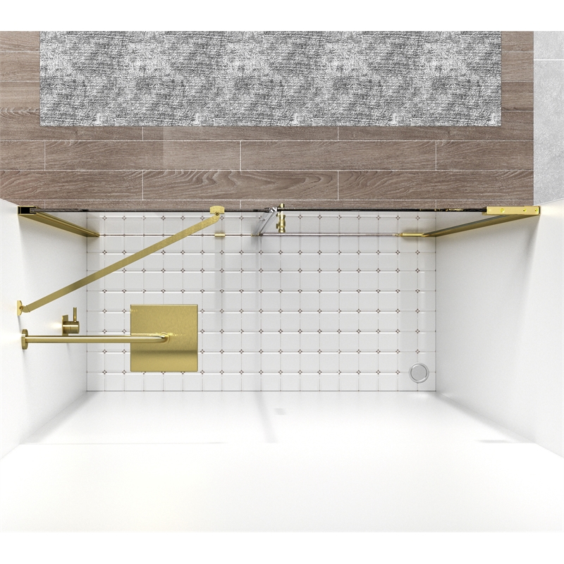 Elegant Kitchen and Bath Carson Semi-frameless Aluminum Shower Door in Gold