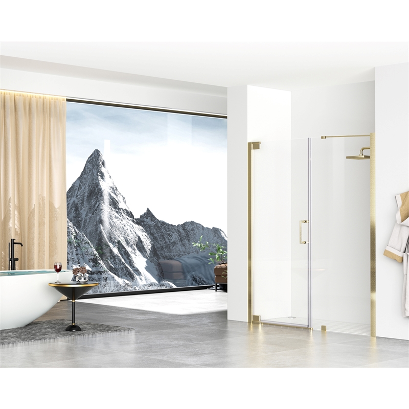 Elegant Kitchen and Bath Carson Semi-frameless Aluminum Shower Door in Gold