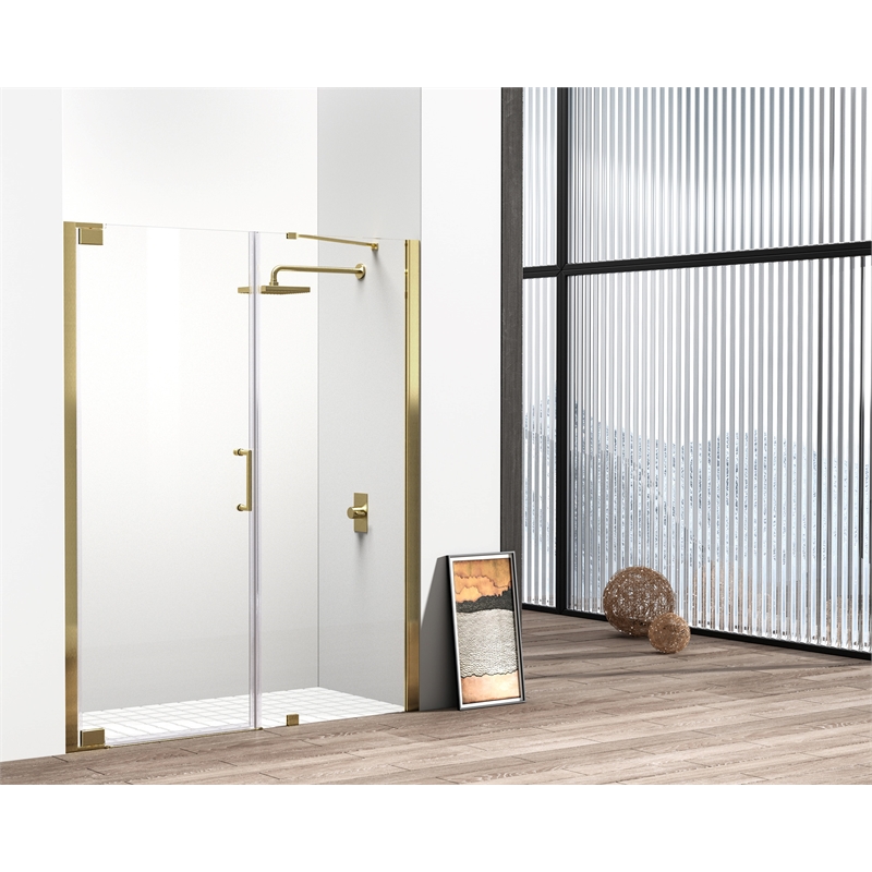 Elegant Kitchen and Bath Carson Semi-frameless Aluminum Shower Door in Gold