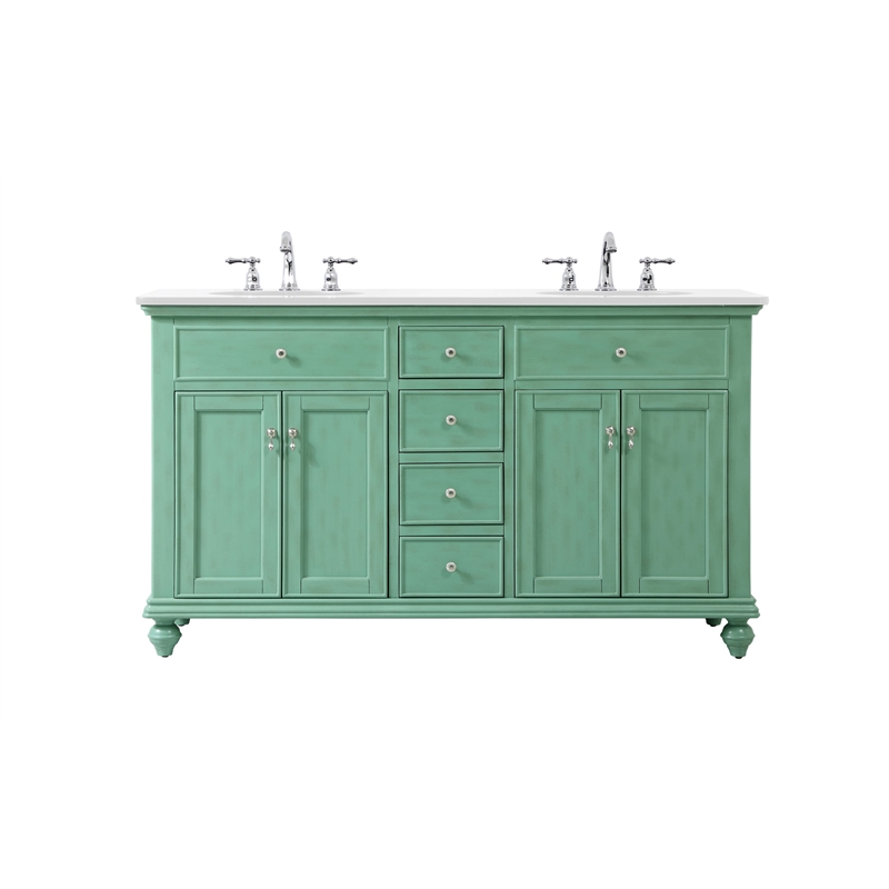 Elegant Kitchen and Bath Otto Double Solid Wood Bathroom Vanity in Green