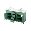 Elegant Kitchen and Bath Otto Double Solid Wood Bathroom Vanity in Green