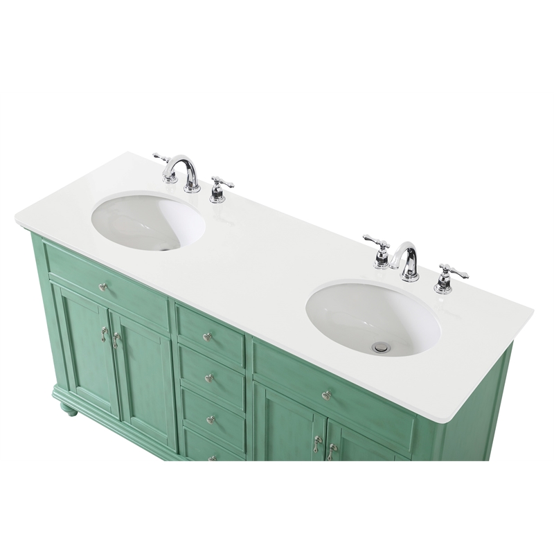 Elegant Kitchen and Bath Otto Double Solid Wood Bathroom Vanity in Green