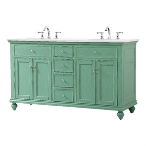 Elegant Kitchen and Bath Otto Double Solid Wood Bathroom Vanity in Green