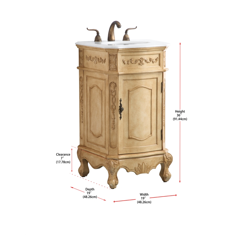 Elegant Kitchen and Bath Danville Single Solid Wood Bathroom Vanity in Beige