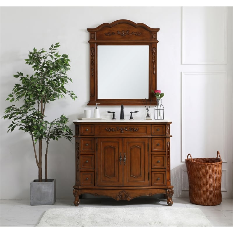Elegant Kitchen and Bath Danville Single Solid Wood Bathroom Vanity in Brown