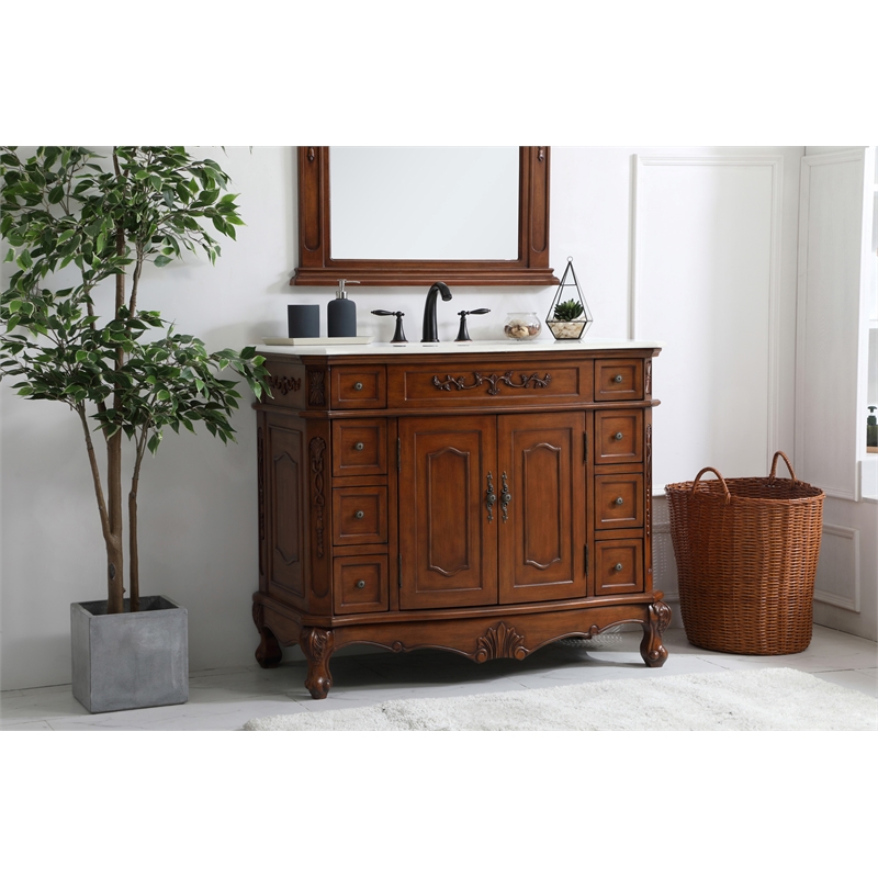 Elegant Kitchen and Bath Danville Single Solid Wood Bathroom Vanity in Brown