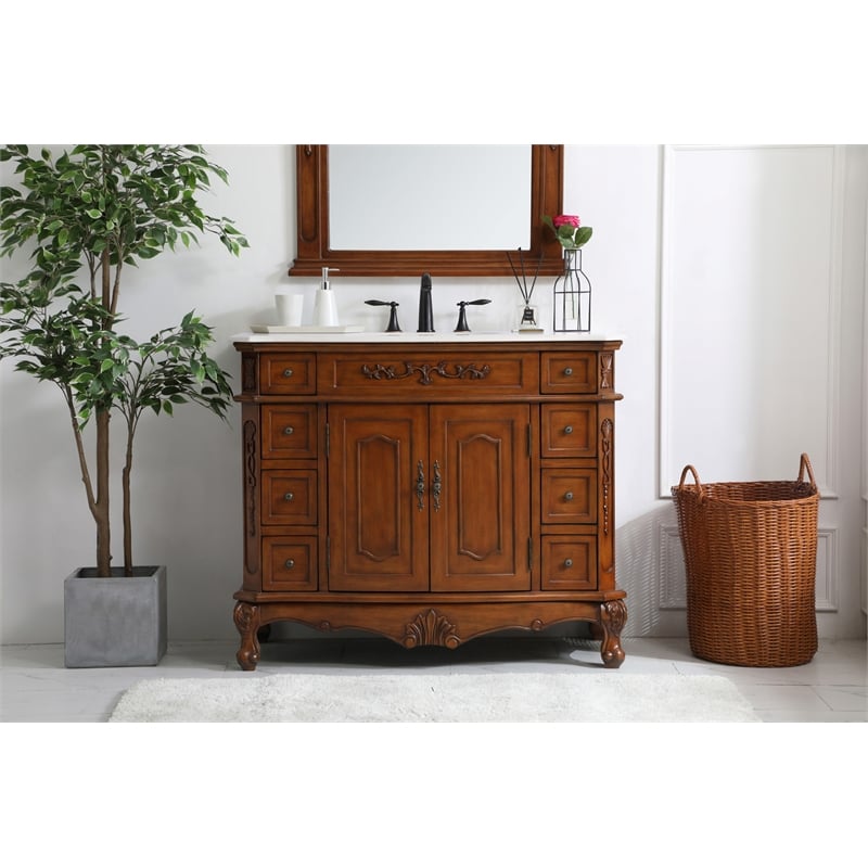Elegant Kitchen and Bath Danville Single Solid Wood Bathroom Vanity in Brown
