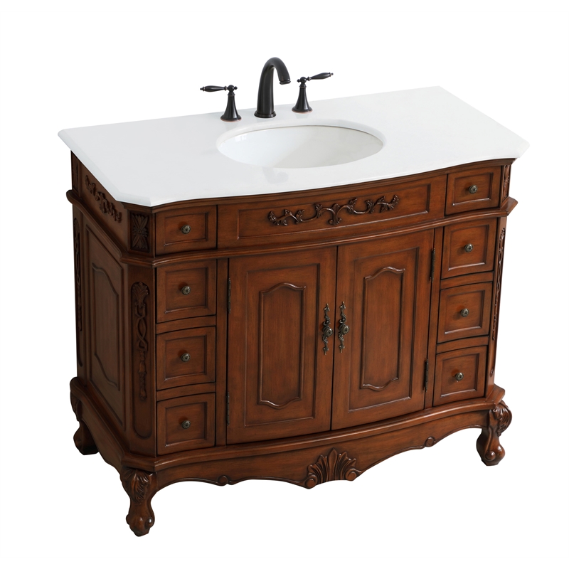 Elegant Kitchen and Bath Danville Single Solid Wood Bathroom Vanity in Brown