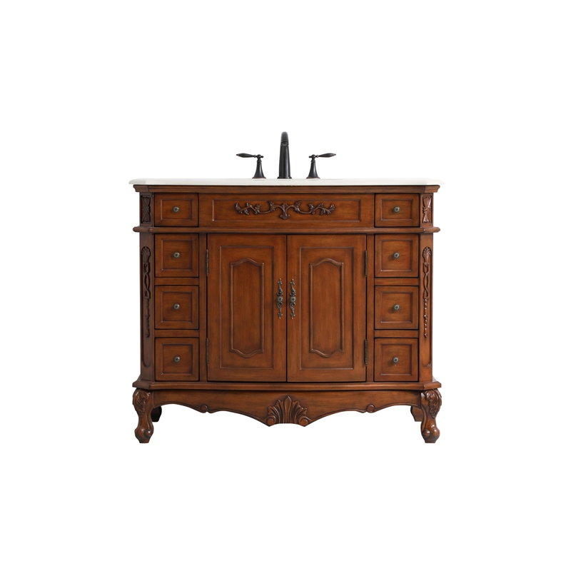 Elegant Kitchen and Bath Danville Single Solid Wood Bathroom Vanity in Brown