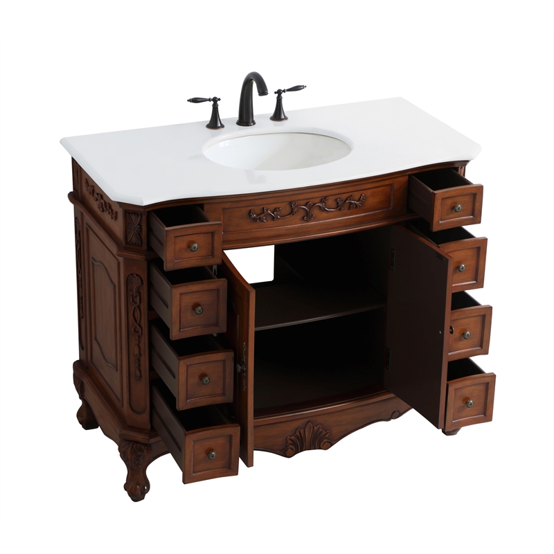 Elegant Kitchen and Bath Danville Single Solid Wood Bathroom Vanity in Brown