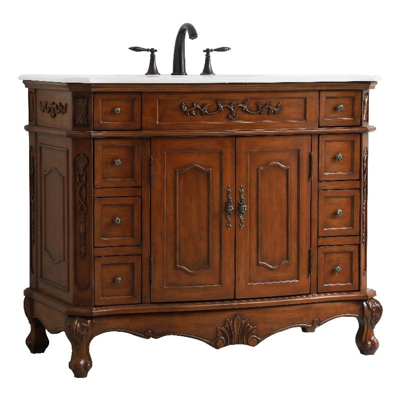 Elegant Kitchen and Bath Danville Single Solid Wood Bathroom Vanity in Brown