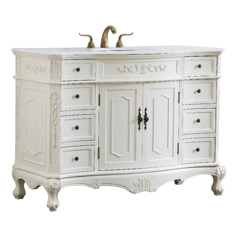 Elegant Kitchen and Bath Danville Single Solid Wood Bathroom Vanity in White
