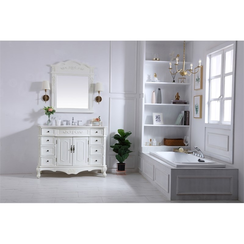 Elegant Kitchen and Bath Danville Single Solid Wood Bathroom Vanity in White
