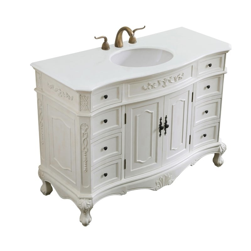 Elegant Kitchen and Bath Danville Single Solid Wood Bathroom Vanity in White