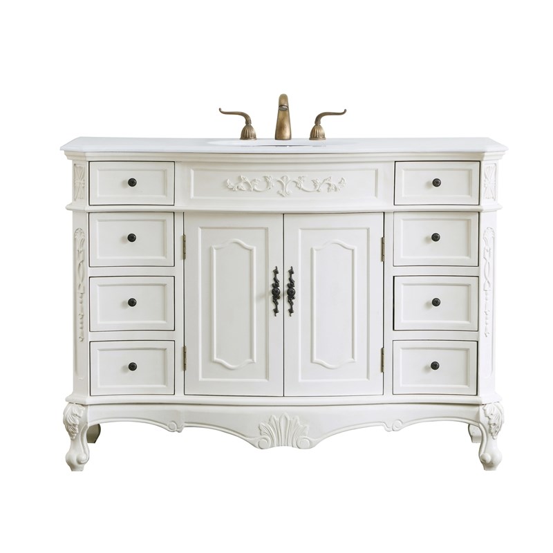 Elegant Kitchen and Bath Danville Single Solid Wood Bathroom Vanity in White