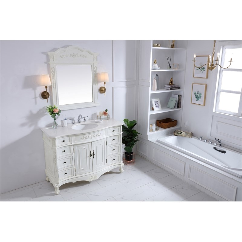 Elegant Kitchen and Bath Danville Single Solid Wood Bathroom Vanity in White