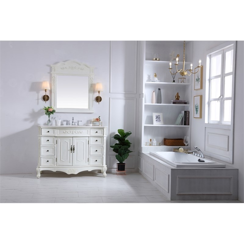 Elegant Kitchen and Bath Danville Single Solid Wood Bathroom Vanity in White