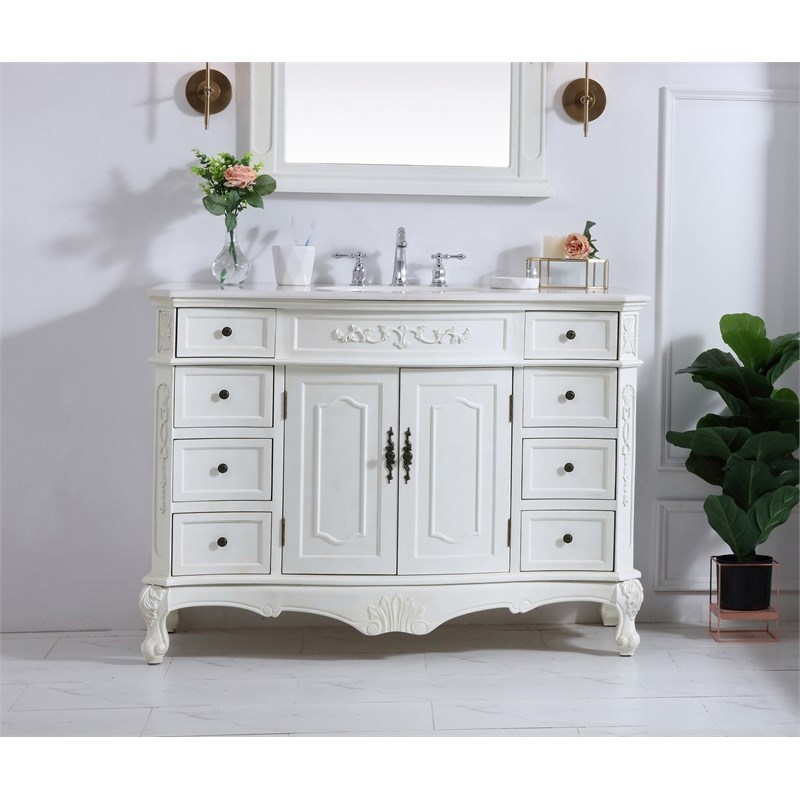 Elegant Kitchen and Bath Danville Single Solid Wood Bathroom Vanity in White