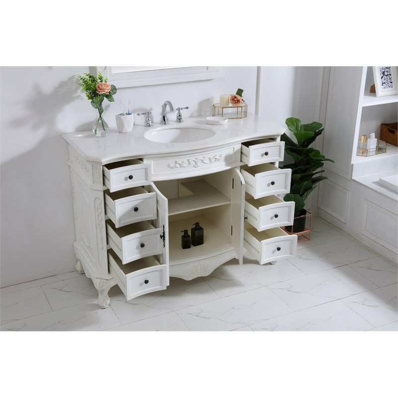 Elegant Kitchen and Bath Danville Single Solid Wood Bathroom Vanity in White