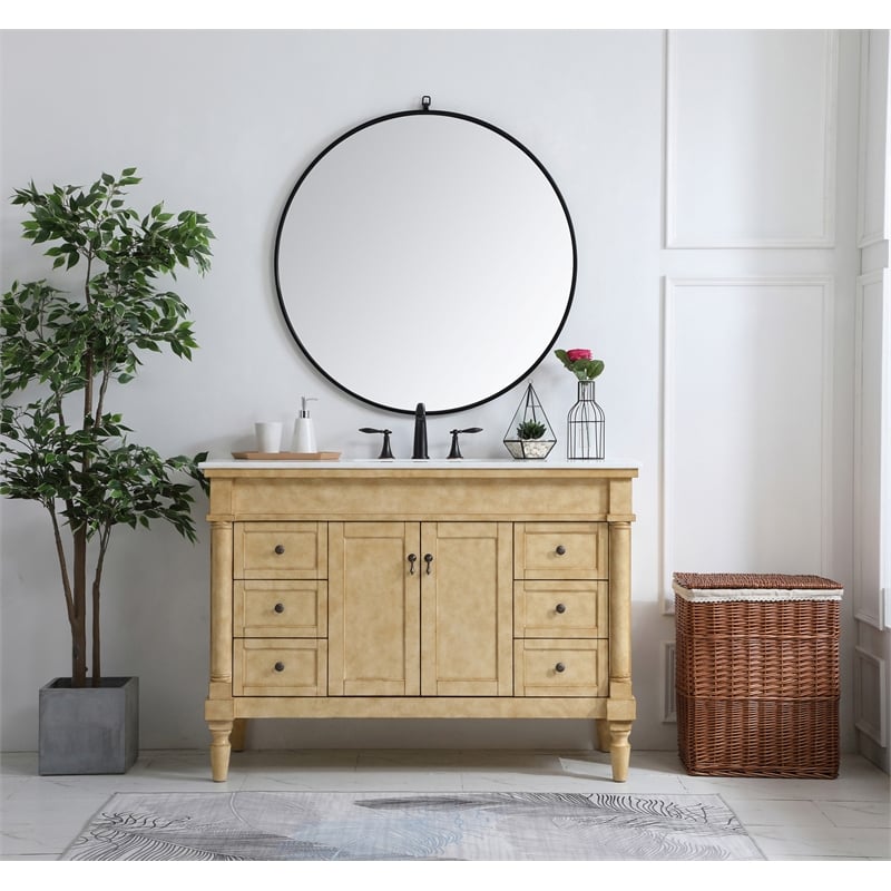 Elegant Kitchen and Bath Lexington Single Solid Wood Bathroom Vanity in Beige