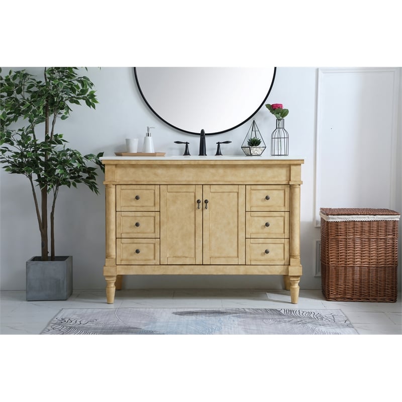 Elegant Kitchen and Bath Lexington Single Solid Wood Bathroom Vanity in Beige