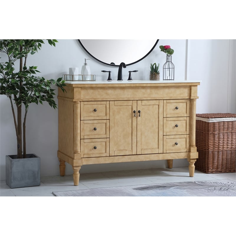 Elegant Kitchen and Bath Lexington Single Solid Wood Bathroom Vanity in Beige