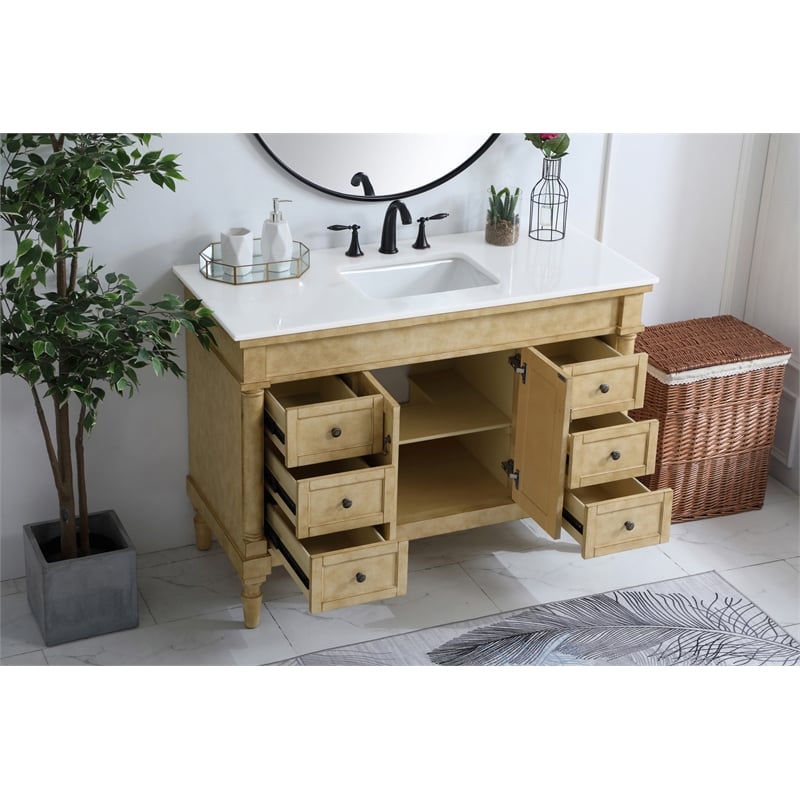 Elegant Kitchen and Bath Lexington Single Solid Wood Bathroom Vanity in Beige