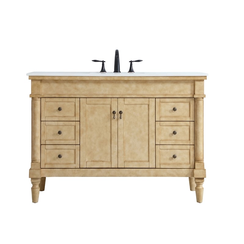 Elegant Kitchen and Bath Lexington Single Solid Wood Bathroom Vanity in Beige