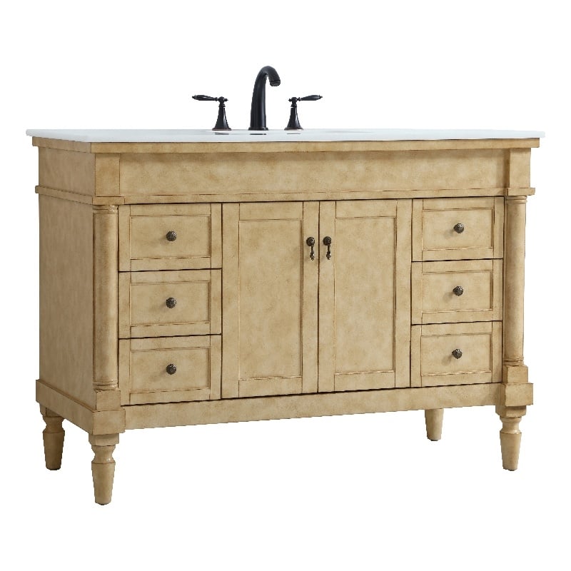 Elegant Kitchen and Bath Lexington Single Solid Wood Bathroom Vanity in Beige