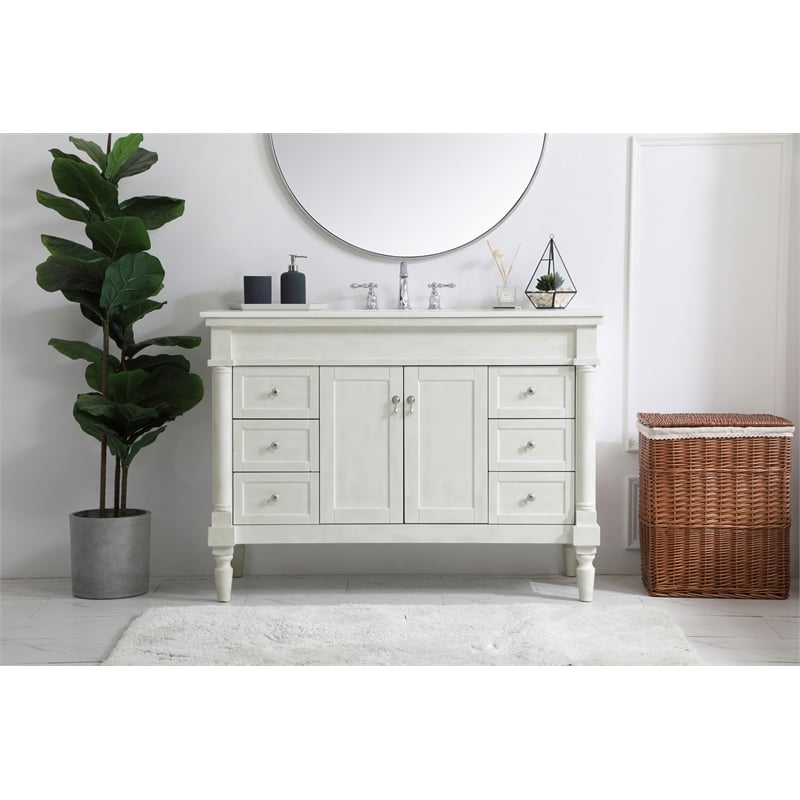 Elegant Kitchen and Bath Lexington Single Solid Wood Bathroom Vanity in White