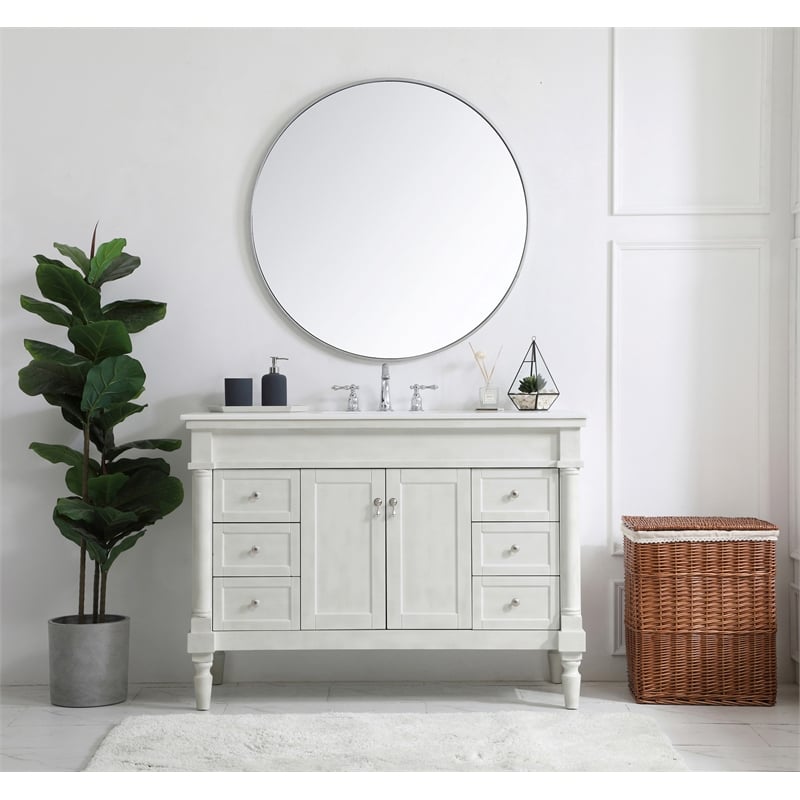 Elegant Kitchen and Bath Lexington Single Solid Wood Bathroom Vanity in White