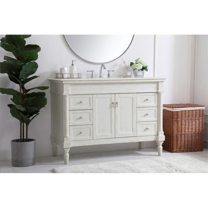 Elegant Kitchen and Bath Lexington Single Solid Wood Bathroom Vanity in White