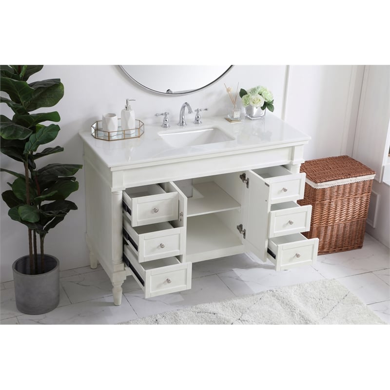 Elegant Kitchen and Bath Lexington Single Solid Wood Bathroom Vanity in White