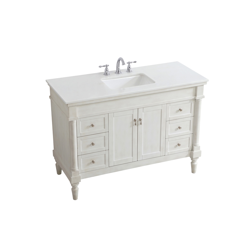 Elegant Kitchen and Bath Lexington Single Solid Wood Bathroom Vanity in White