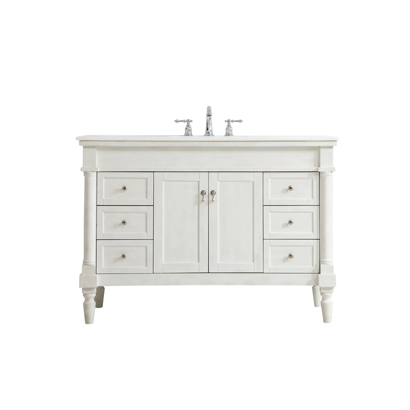 Elegant Kitchen and Bath Lexington Single Solid Wood Bathroom Vanity in White