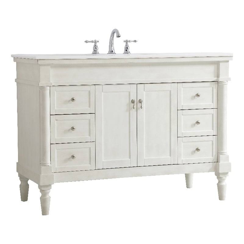 Elegant Kitchen and Bath Lexington Single Solid Wood Bathroom Vanity in White