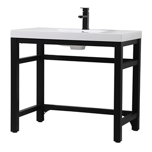 elegant kitchen and bath raya 36&quot resin & metal bathroom vanity in black/white