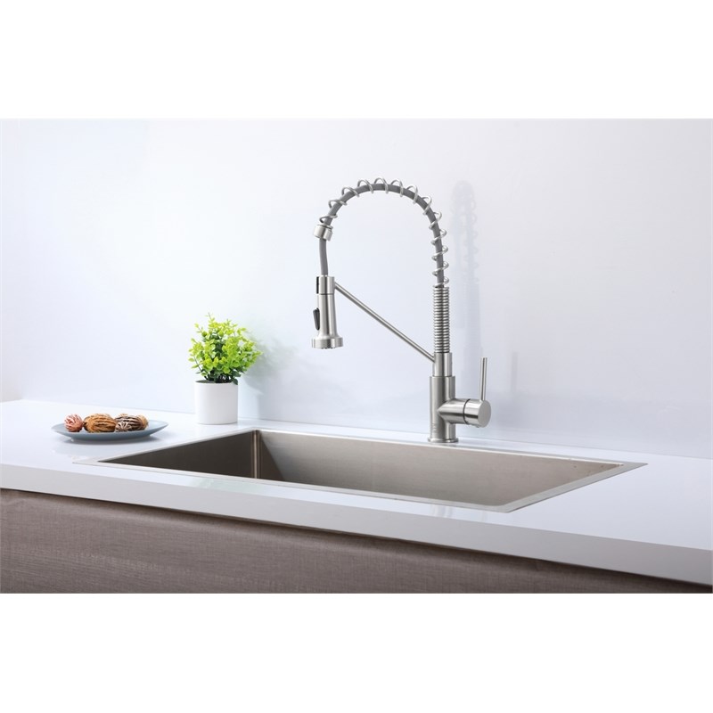 Elegant Kitchen and Bath Yara Brass Kitchen Faucet in Brushed Nickel