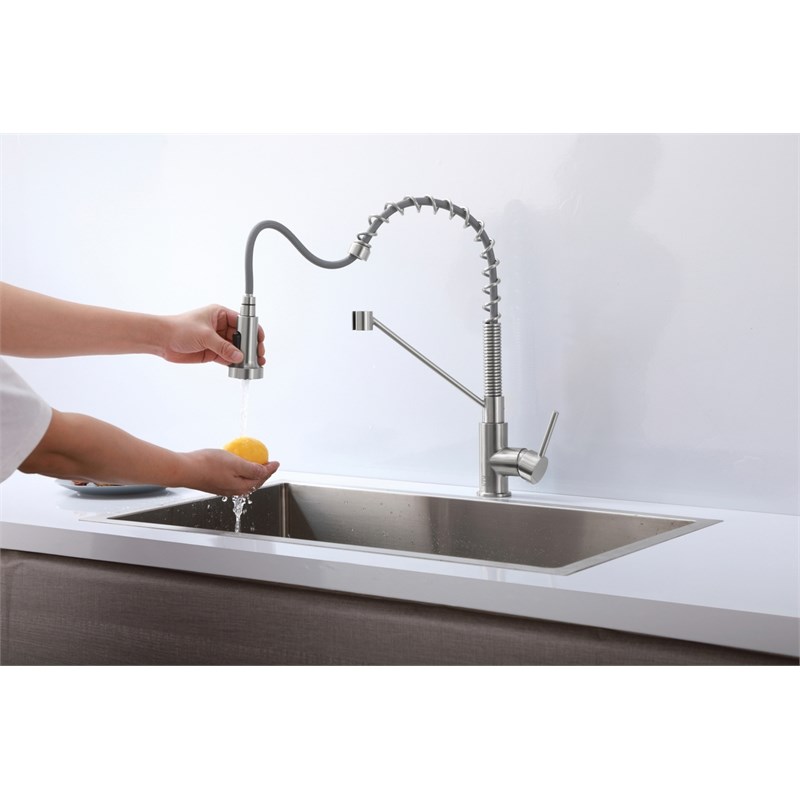 Elegant Kitchen and Bath Yara Brass Kitchen Faucet in Brushed Nickel