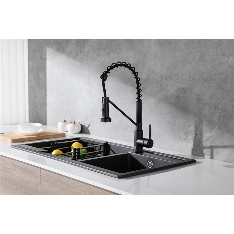 Elegant Kitchen and Bath Yara Brass Kitchen Faucet in Matte Black