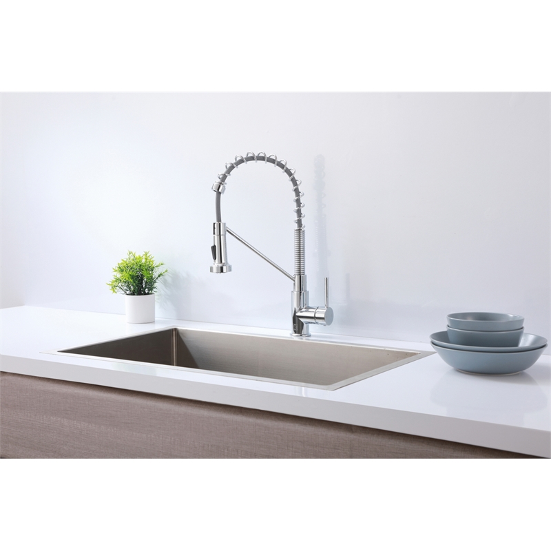 Elegant Kitchen and Bath Yara Brass Kitchen Faucet in Chrome & Black