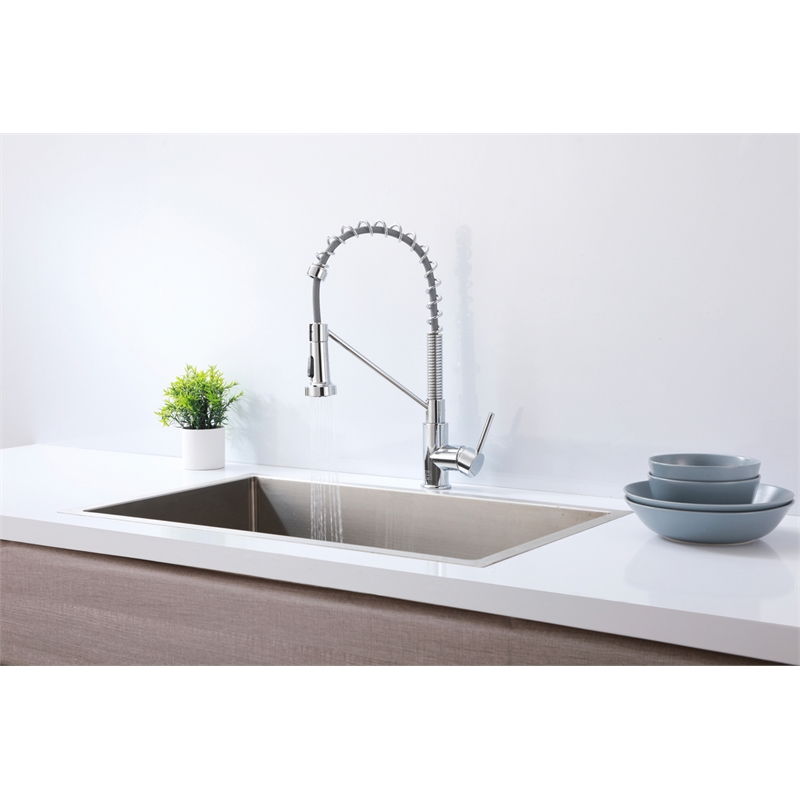 Elegant Kitchen and Bath Yara Brass Kitchen Faucet in Chrome & Black