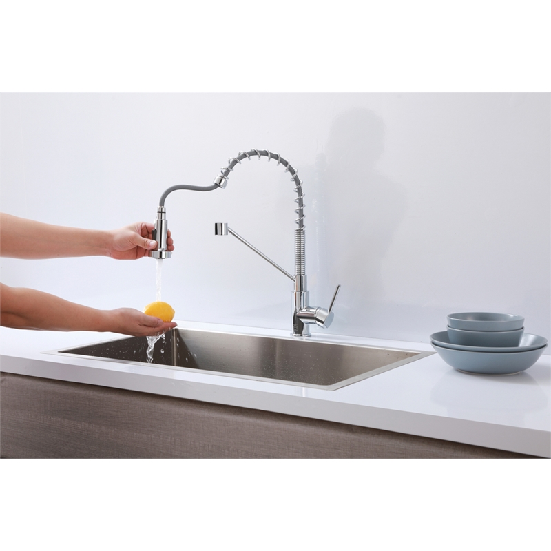 Elegant Kitchen and Bath Yara Brass Kitchen Faucet in Chrome & Black