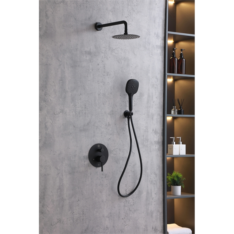 Elegant Kitchen and Bath George Brass Shower Faucet System in Matte Black