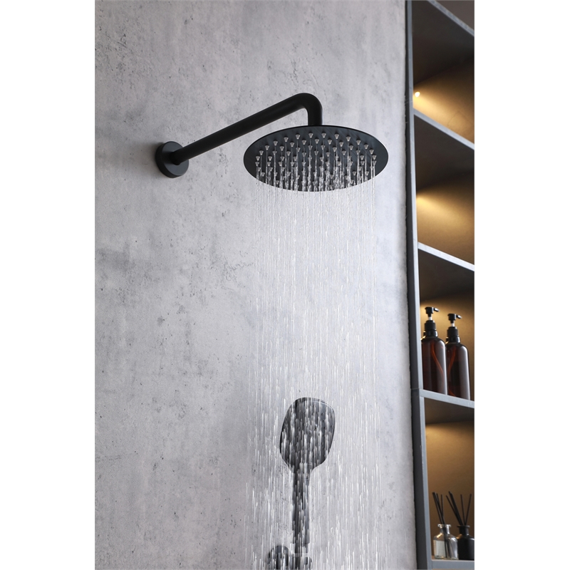Elegant Kitchen and Bath George Brass Shower Faucet System in Matte Black