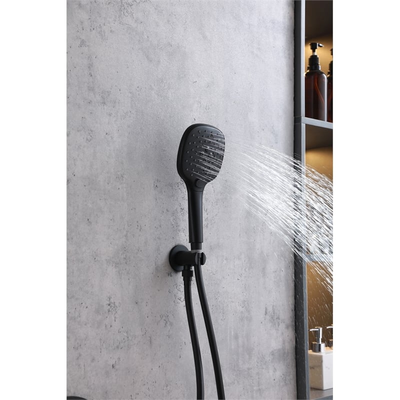 Elegant Kitchen and Bath George Brass Shower Faucet System in Matte Black